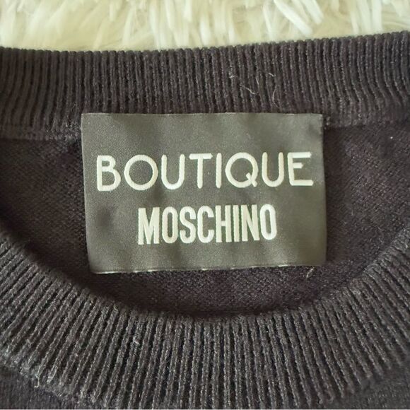 Moschino Boutique Black Silk and Cashmere Sweater with Pink Bow Detail Size S - Picture 6 of 7